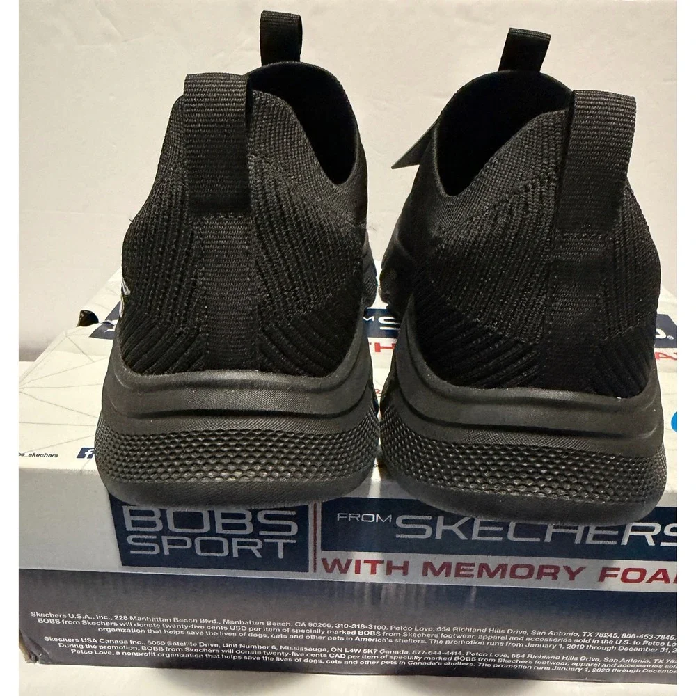 Skechers BOBS Sport B Flex-Frigid Edge‎ Mens 8 Black Slip On Sneakers 118107/BBK